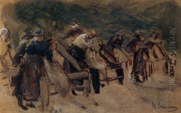 Flachsarbeiter Oil Painting by Max Liebermann