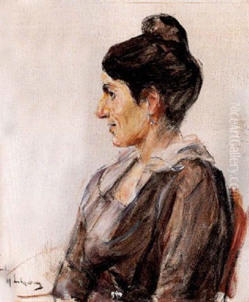 Brustbild Einer Sitzenden Dame (cacilie Markus?) Oil Painting by Max Liebermann