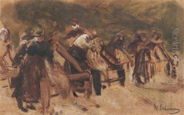 Flachsarbeiter Oil Painting by Max Liebermann