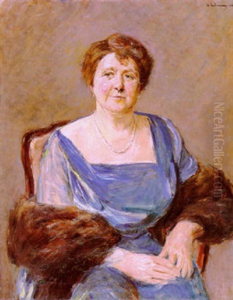 Bildnis Einer Dame Im Blauen Kleid Oil Painting by Max Liebermann