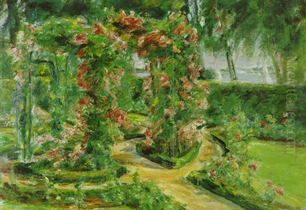 Der Rosengarten In Wannsee Oil Painting by Max Liebermann