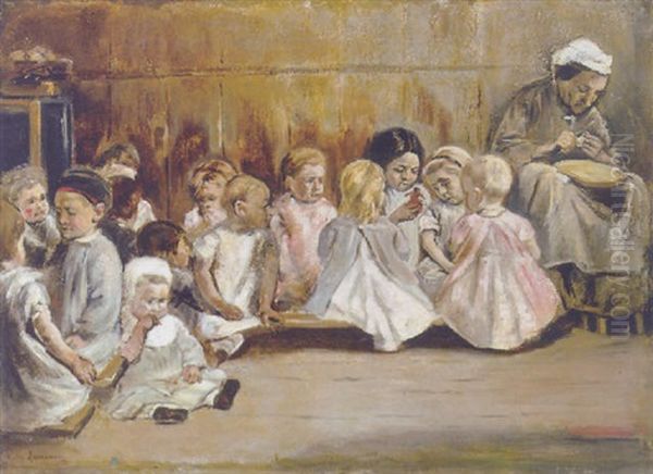 Kleinkinderschule Oil Painting by Max Liebermann