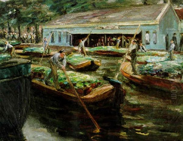 Vegetable Market In Delft Oil Painting by Max Liebermann