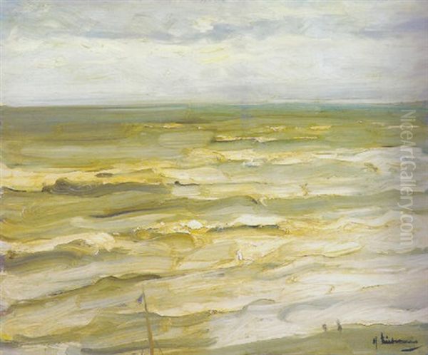 Strand Und Meer In Zandvoort -- Brandungswellen Oil Painting by Max Liebermann