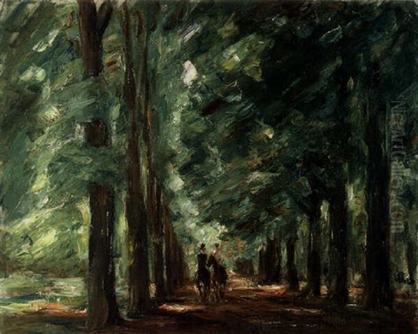 Allee In Sakrow Mit Zwei Reitern Oil Painting by Max Liebermann