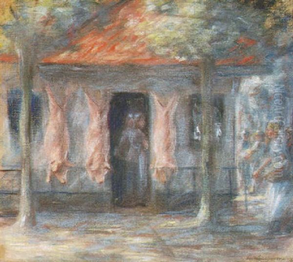 Schweinemarkt In Haarlem Oil Painting by Max Liebermann