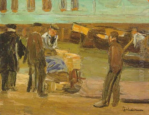 Hollandische Arbeiter Am Kanal by Max Liebermann