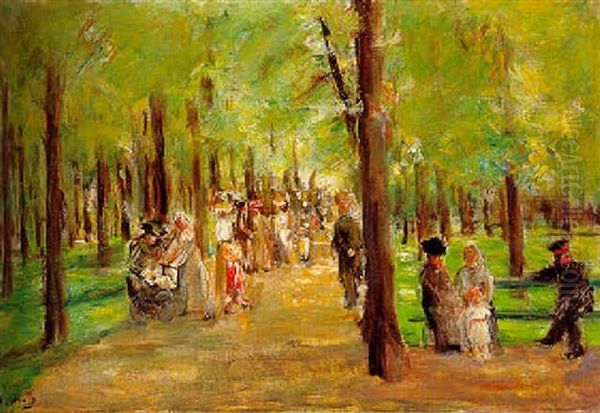 Spazierganger Im Tiergarten Oil Painting by Max Liebermann