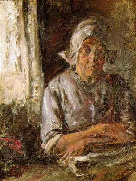 Alte Frau Am Fenster Oil Painting by Max Liebermann