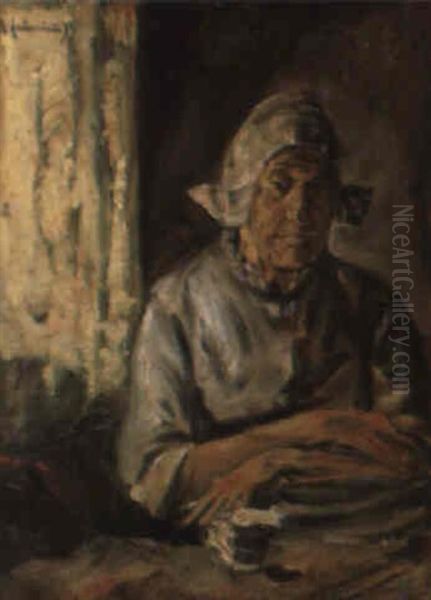 Alte Frau Am Fenster Oil Painting by Max Liebermann