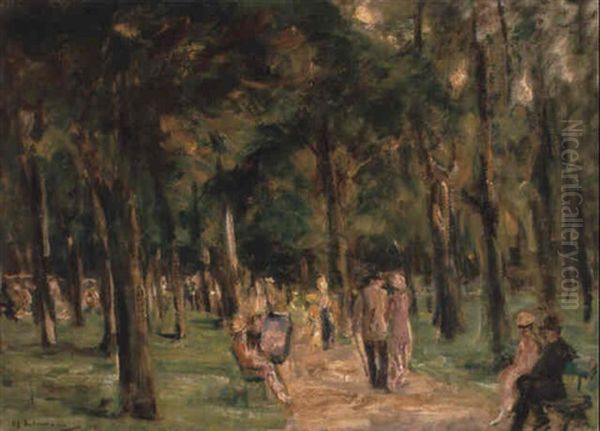 Spazierganger Im Tiergarten Oil Painting by Max Liebermann