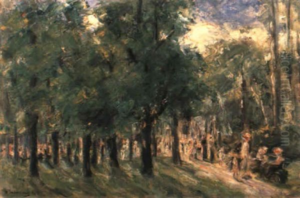 Weg Im Tiergarten Mit Spaziergangern by Max Liebermann