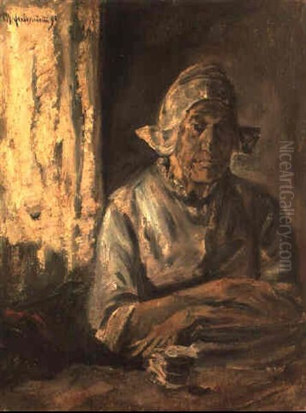 Alte Frau Am Fenster by Max Liebermann