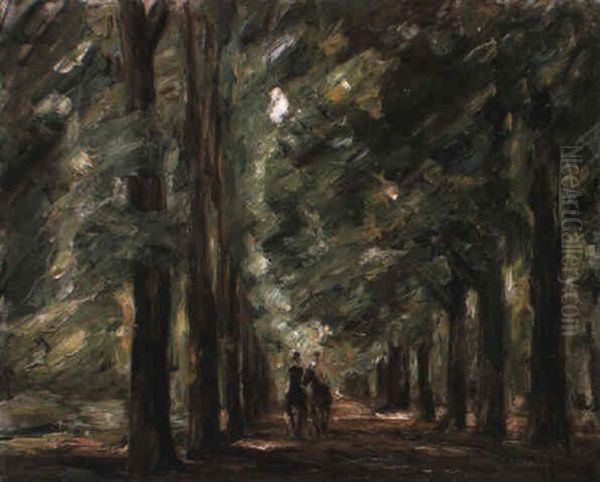 Allee In Sakrow Mit Zwei Reitern Oil Painting by Max Liebermann