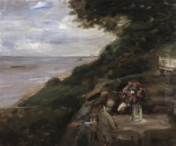 Elbblick - Terrasse An Der Elbe, Restaurant Jacob Oil Painting by Max Liebermann