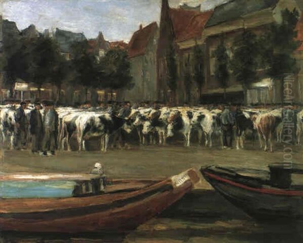 Rindermarkt In Leyden Oil Painting by Max Liebermann