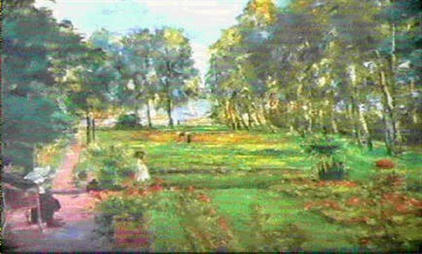 Wannseegarten (blick Von Der Terrasse Des Sommerhauses Von  Max Liebermann Auf Das Wannseeufer) Oil Painting by Max Liebermann