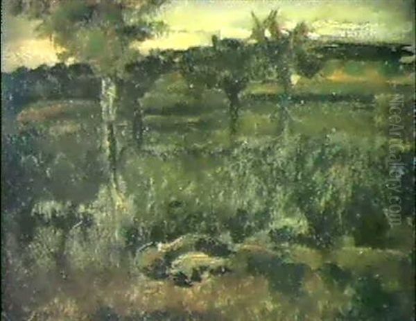 Landschaft In Barbizon Oil Painting by Max Liebermann