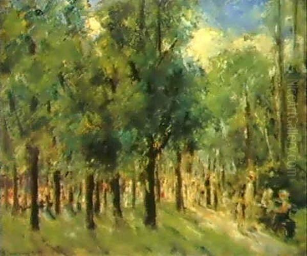 Im Tiergarten Zu Berlin Oil Painting by Max Liebermann