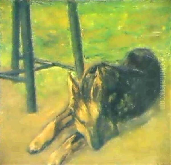 Schlafender Schaferhund Oil Painting by Max Liebermann