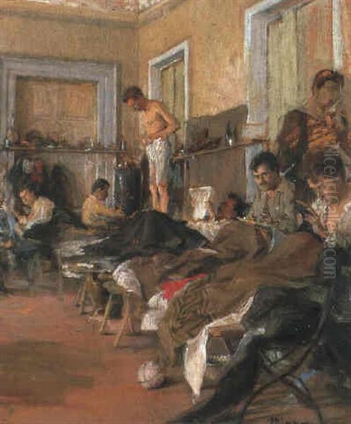 Vor Der Musterung Oil Painting by Max Liebermann