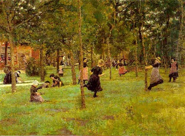 Spielende Kinder Im Park Oil Painting by Max Liebermann