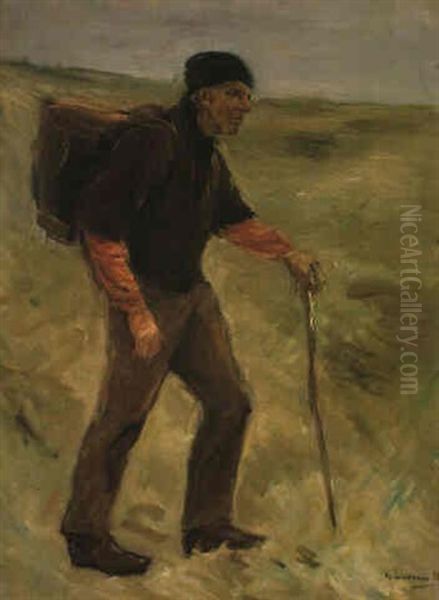 Schreitender Bauer Oil Painting by Max Liebermann