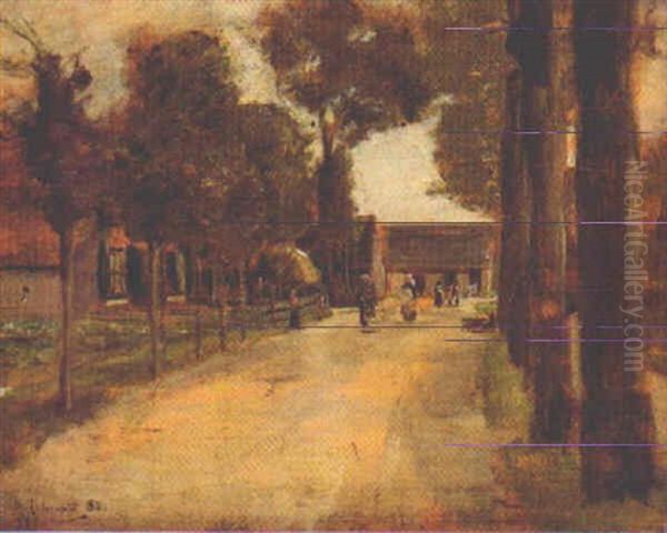 Dorfstrasse Mit Figuren Oil Painting by Max Liebermann