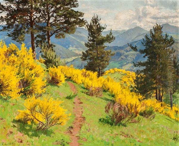 Flowering Broom Oil Painting by Curt Liebich