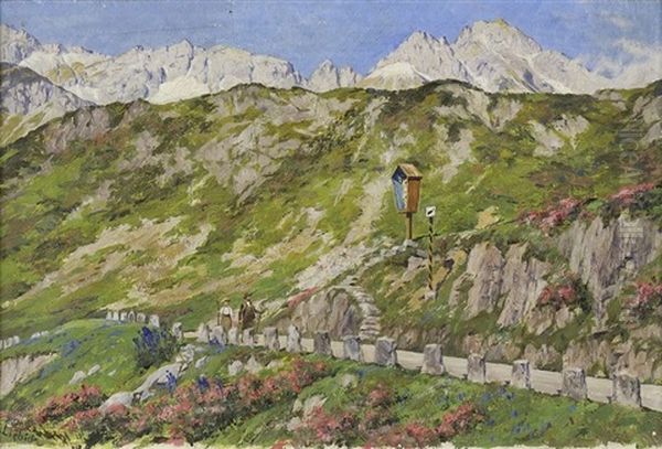 Chemin De Montagne Au Calvaire Oil Painting by Curt Liebich