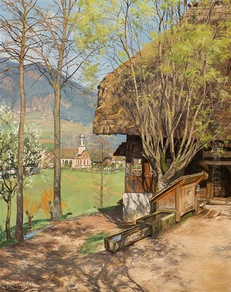 Gutach Im Fruhling Oil Painting by Curt Liebich