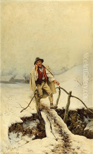 Returning Home Oil Painting by Adolf Liebscher