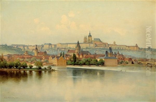 Blick Auf Prag Oil Painting by Karel Liebscher