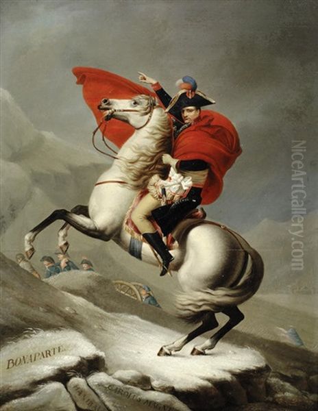 Napoleon Crossing The Alps, After David Oil Painting by Friedrich Johann Gottlieb (Franz) Lieder