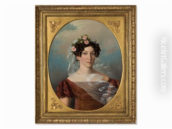 Portrait Of A Noblewoman Oil Painting by Friedrich Johann Gottlieb (Franz) Lieder