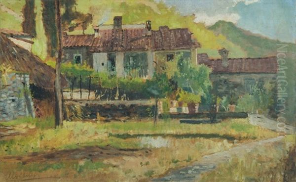 Village Scene Oil Painting by Ulvi Liegi (Luigi Levi)