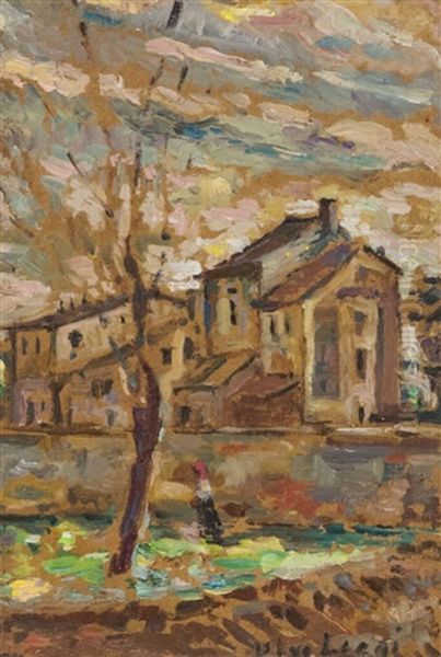 Paesaggio Con Figura Oil Painting by Ulvi Liegi (Luigi Levi)