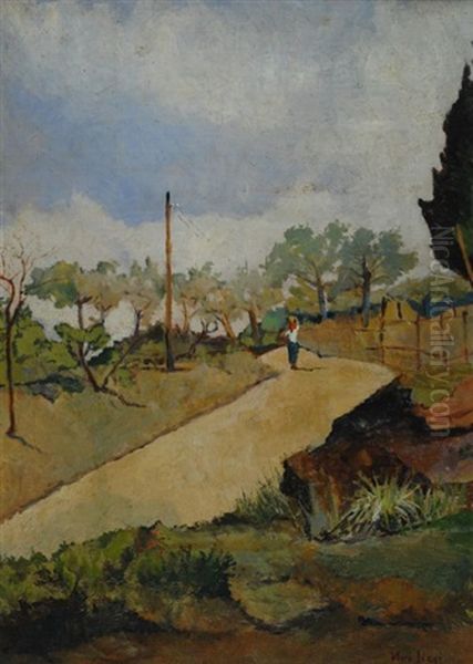 Stradina Di Campagna Con Contadina Oil Painting by Ulvi Liegi (Luigi Levi)