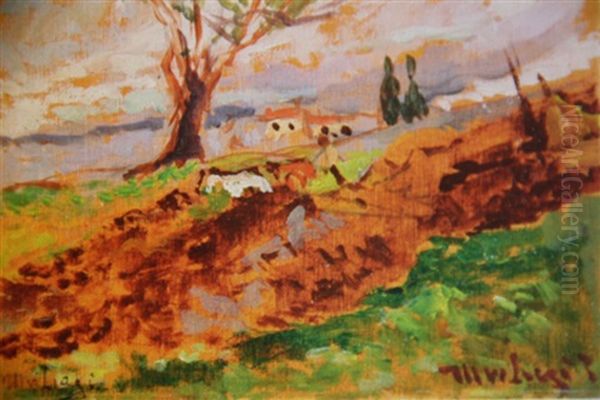 Campagna Senese Oil Painting by Ulvi Liegi (Luigi Levi)