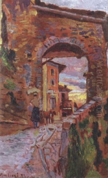 Barga, Porta Macchiaja Oil Painting by Ulvi Liegi (Luigi Levi)