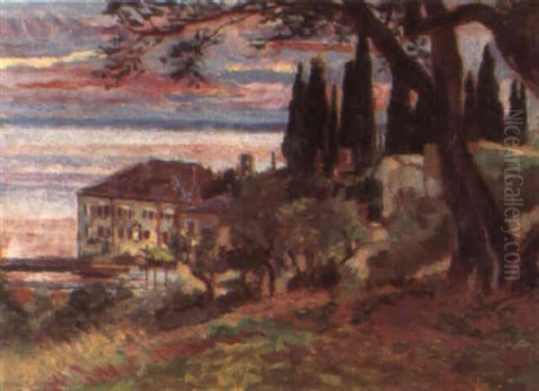 La Casa Di Vittor Pisani A San Vigilio Oil Painting by Ulvi Liegi (Luigi Levi)