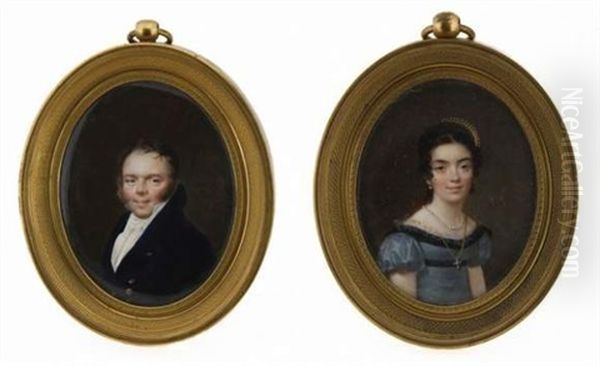 Portrait D'homme (+ Portrait De Femme; Pair) Oil Painting by Jean Auguste Edouard Lienard