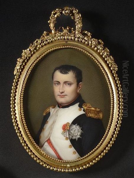 Portrait De L'empereur Napoleon En Buste De 3/4 Vers La Gauche, Presque De Face, En Uniforme De Chasseur A Cheval De La Garde Oil Painting by Sophie Lienard