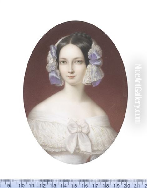 Princess Helene-louise-elisabeth Of Mecklenburg-schwerin (1814-1858), Duchesse D'orleans (1837-1858), Wearing White Decollete Dress With Double-tiered Lace Trim Oil Painting by Sophie Lienard