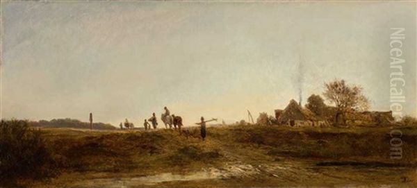 Heimkehr Der Landleute Auf Der Landstrase Nach Pang Oil Painting by Adolf Heinrich Lier