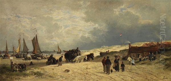 Am Strand Von Scheveningen Oil Painting by Adolf Heinrich Lier