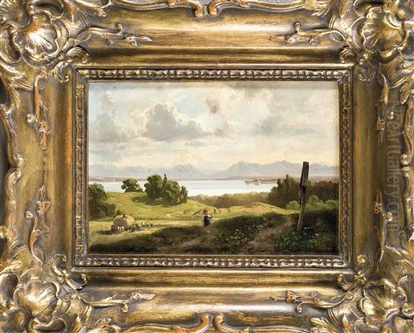 Bauern Bei Der Heuernte Am Starnberger See Oil Painting by Adolf Heinrich Lier