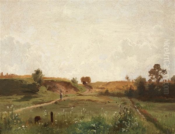 Landschfat Mit Heuernte Oil Painting by Adolf Heinrich Lier