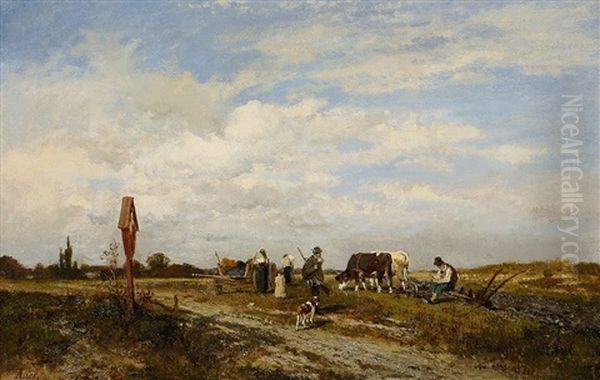 Kartoffelernte Oil Painting by Adolf Heinrich Lier