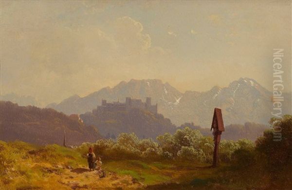 Partie Bei Salzburg Oil Painting by Adolf Heinrich Lier